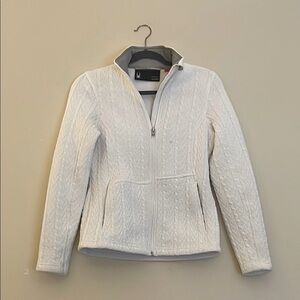 Spyder Stryke Cable Knit Full Zip Lined Jacket, White, Size Small
